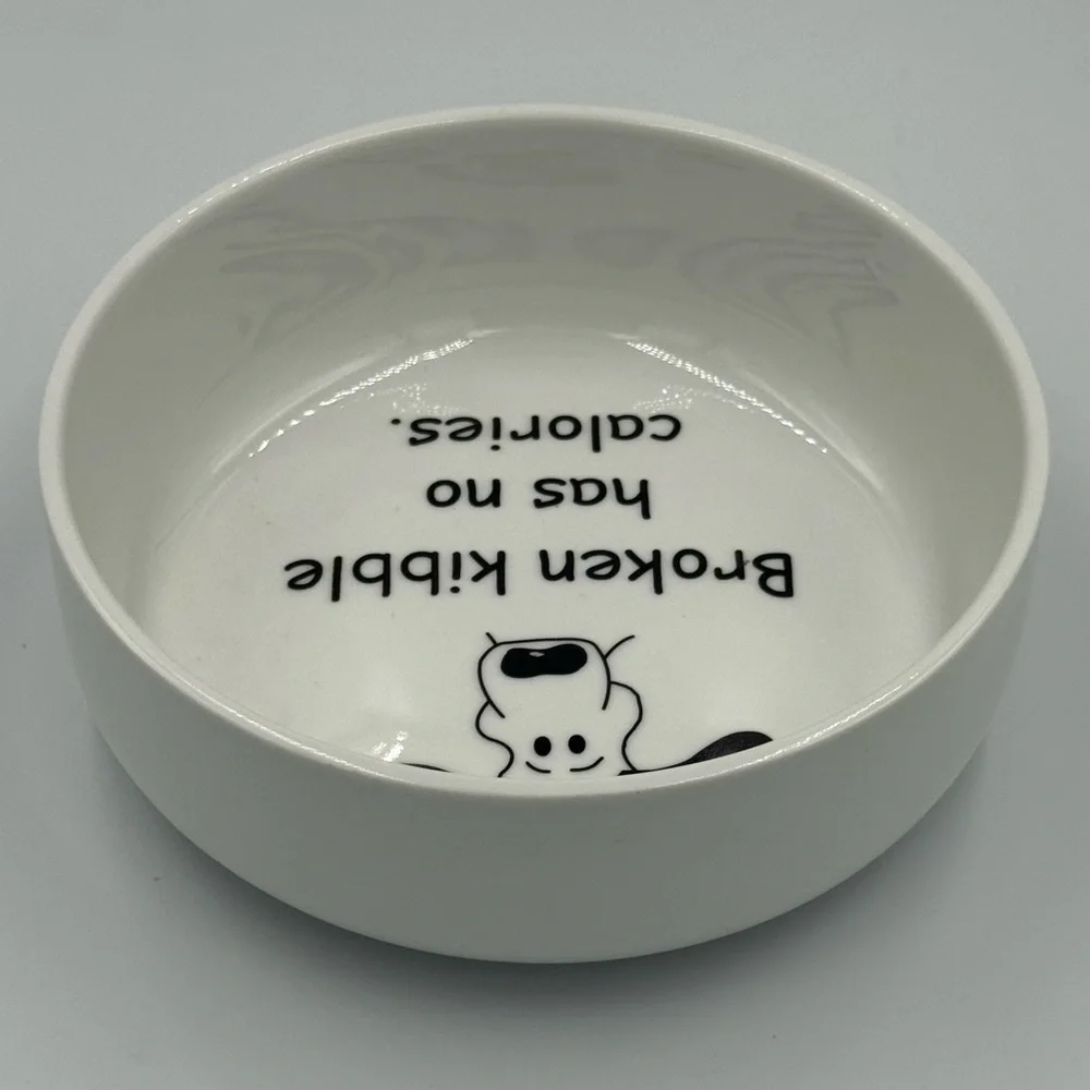 Vintage Pawdon Me! Large Ceramic Dog Bowl “Broken Kibble Has No Calories”